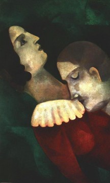 Les amoureux en vert contemporain Marc Chagall Peinture à l'huile